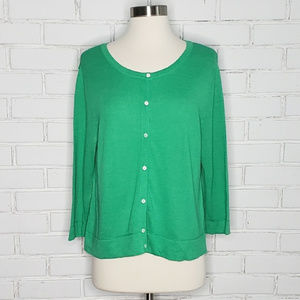 [J.Jill] Green Button Down Cardigan